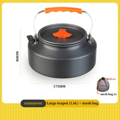 Camping Cookware Cooking Kettle Pot Hiking Picnic Equipment Portable Frying Pan Hanging Pot, Hiking Picnic Tableware