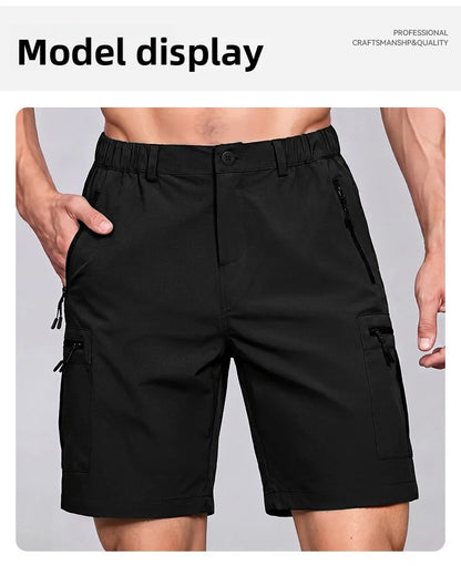 Men's Cargo Shorts; Summer Waterproof Breathable Comfortable; Multi-Pocket; Outdoor Casual Sports Beach Pants; Elastic Waistband