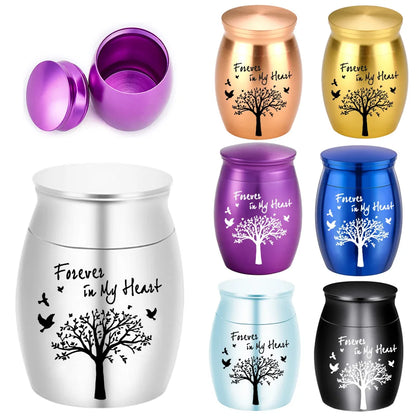Hot Sale 7 Colors Tree of Life Design Cremation Urn Pet Memorials and Gifts Mini Made of Aluminum Alloy Urns