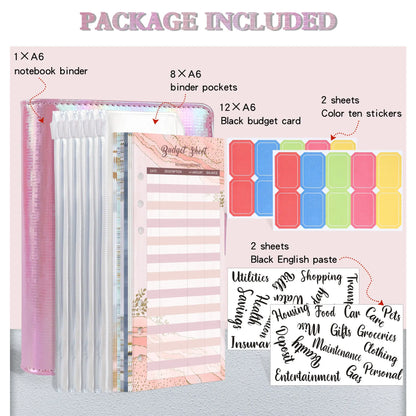 NEW A6 Money Budget Planner Binder With Zipper Envelopes, Cash Envelopes For Budgeting, Money Organizer For A6 Cash Budget Binde