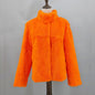 Women Real Rabbit Fur Coat High Collar Winter Jacket Make of One Rabbit Fur Cross Mink Pattern