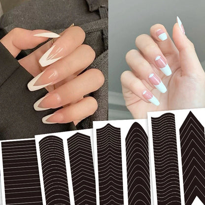 French Nail Art Sticker Crescent Smile Line French Pattern V-shaped Nail Decoration Decals