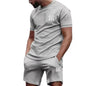 New hot selling 2026 men's two-piece sportswear short sleeved T-shirt and pants set running and fitness sportswear summer