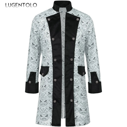 Men Steampunk Coat Tuxedo Medieval Costume Jacket Halloween Retro Renaissance Victorian Party Male Stand Collar Fashion Tailcoat