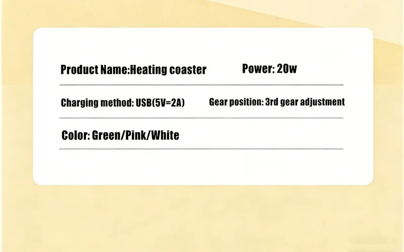 USB Thermostatic Heating Coaster for Home 3-Speed Adjustable Constant Temperature 55-65-75 Degrees Cappuccino Warmer