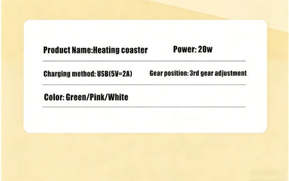 USB Thermostatic Heating Coaster for Home 3-Speed Adjustable Constant Temperature 55-65-75 Degrees Cappuccino Warmer