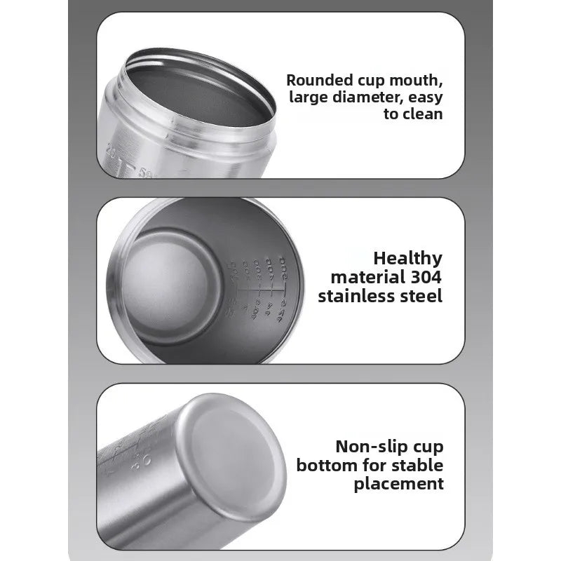 New Stainless Steel Cup Mixer Whey Protein Powder Sports Shaker Water Bottle Detachable Single Layer Outdoor Drink Kettle