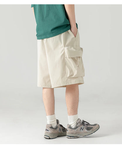 2025 Summer New Japanese Style Large Size Thin Shorts Men Loose Knee Cargo Shorts Hip Hop Streetwear Male Short Trousers