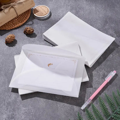 50Pcs/Pack Simple Semi-Transparent Vellum Paper Envelopes Matte Frosted for Postcards Greeting Cards Wedding Invitations