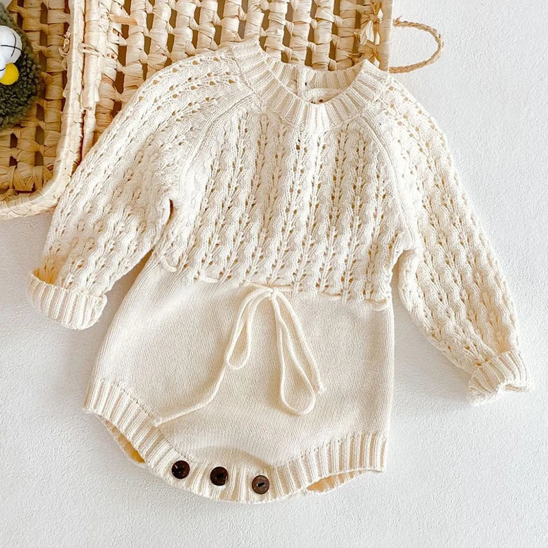 2025 Spring Baby Clothes Girls Romper Autumn Long Sleeve Baby Girl Knit Hollow Out Rompers Baby Jumpsuit Baby Clothes