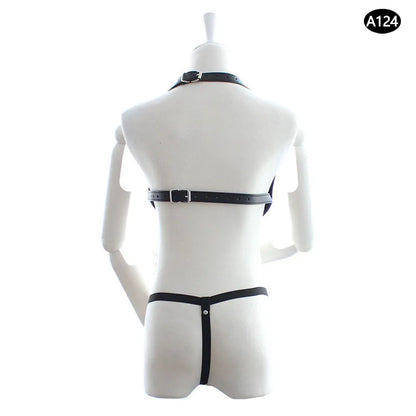 Bondage Harness Metal Leather Clothes Sexy Lingerie Bra Panty Adult Games Restraints Fetish Wear Erotic Costume BDSM Sex Toys