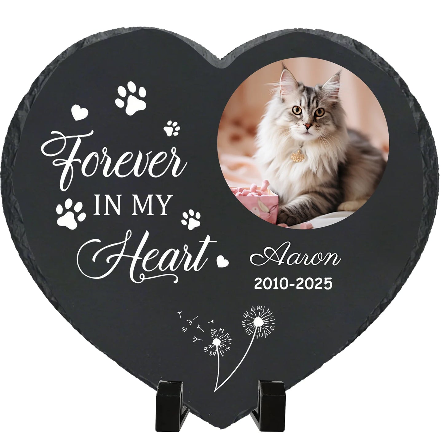 Personalized Pet Memorial Stone,Custom Cat Grave Marke Plaque With Photo&Name,Garden Slate Tombstone Pet Loss Remembrance Gift