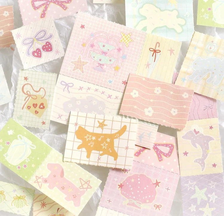 50sheets Dreamy Town Series Kawaii Ins Cute Handbooks Decoration Message Notes DIY Handmade Scrapbook Aesthetic Supplies