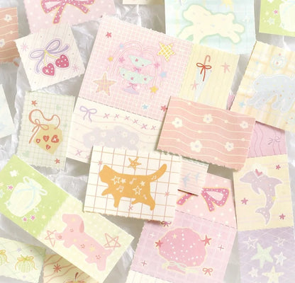50sheets Dreamy Town Series Kawaii Ins Cute Handbooks Decoration Message Notes DIY Handmade Scrapbook Aesthetic Supplies