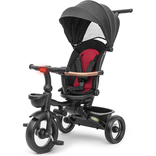 Baby Tricycle,7 in 1 Foldable Trike for Kids age 6M+ to 5 Years,Headlights.1-Step Brake Folding Pedal, Extended Canopy