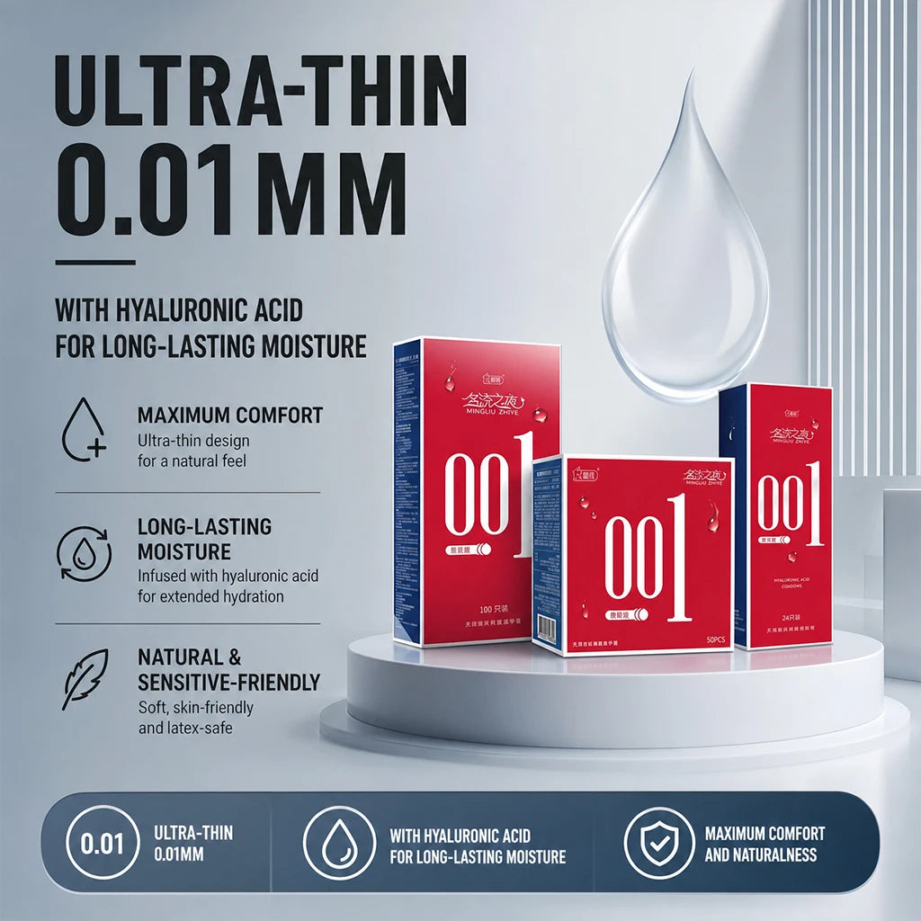 50pcs 0.01 Ultra Thin Condoms Latex Safe Sex Protection Lubricated Contraceptive Male Adult Products