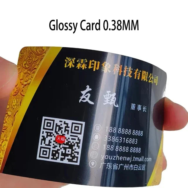 Custom PVC Business ID Card Own Design Logo Name Plastic Waterproof Double Side Glossy Matte Thank You 0.38mm 85.5*54mm 200pcs