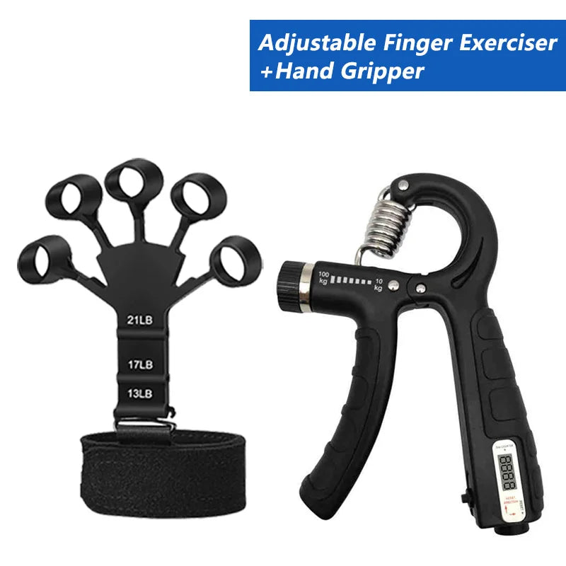 iLMH 5-60Kg Adjustable Grip Strength Trainer with Finger Exerciser Hand Grip Strengthener for Muscle Building and Injury Recover