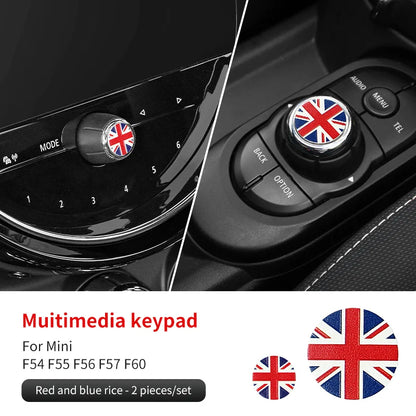 Central Control Volume Multimedia Button Knob Sticker for MINI Cooper F55 F56 F57 F60 Countryman Leather Car Interior Styling