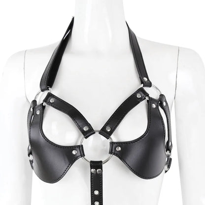 Bondage Harness Metal Leather Clothes Sexy Lingerie Bra Panty Adult Games Restraints Fetish Wear Erotic Costume BDSM Sex Toys