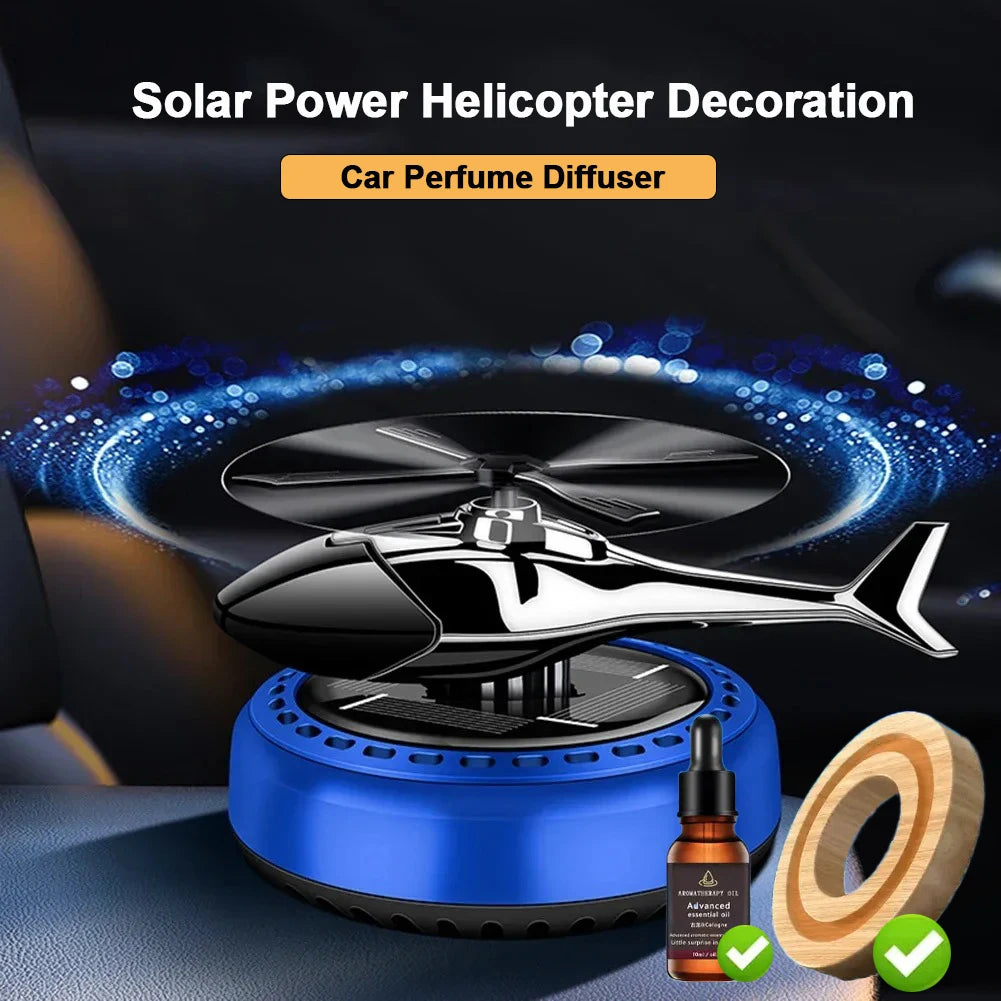 New Car Air Freshener Solar Helicopter Interior Decoration Propeller Rotating Long Lasting Fragrance Perfume Diffuser Car Decor