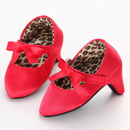2022 New Infant Newborn Baby Girl High Heels Shoes Princess Bow First Birthday Party Shoes Photo Props Shoes 0-12M