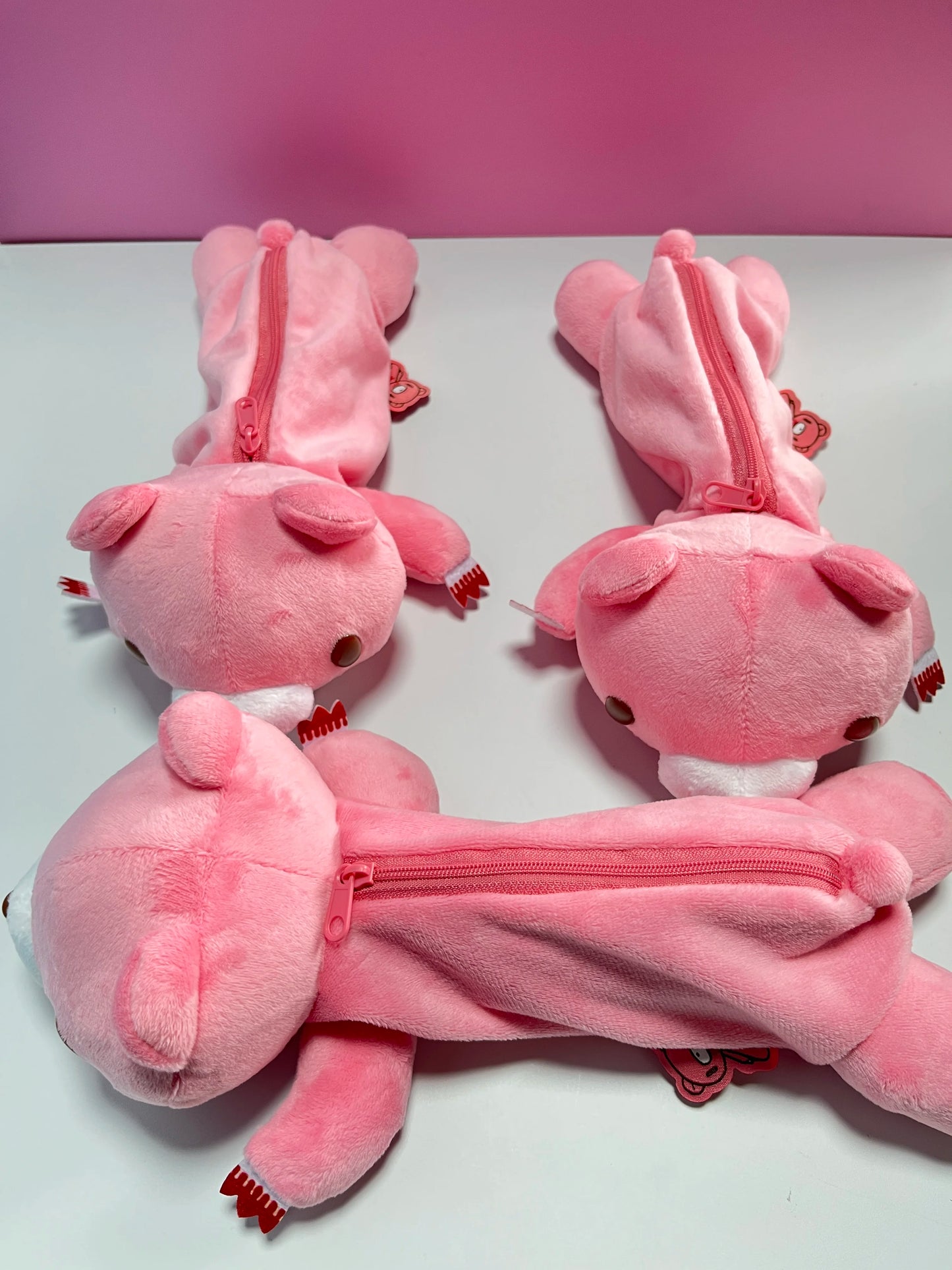 Y2K Bloody Bear Knitted Pencil Case Pink Bear Crochet Makeup Bag Gothic Aesthetic Stationery Pouch Harajuku School Supplies