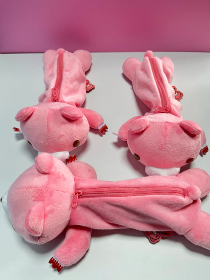 Y2K Bloody Bear Knitted Pencil Case Pink Bear Crochet Makeup Bag Gothic Aesthetic Stationery Pouch Harajuku School Supplies