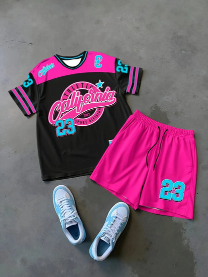 The 2025 summer new men's set features street casual hip-hop fashion comfort and softness with 3D digital pattern printing
