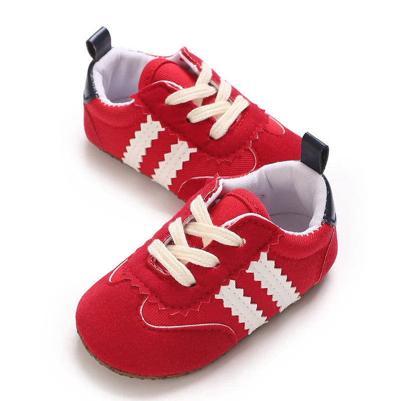 Spring and Autumn Fashion Stripes 0-1 Baby Shoes Baby Shoes Step Front Shoes Rubber Bottom Anti Slip Sneakers
