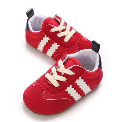 Spring and Autumn Fashion Stripes 0-1 Baby Shoes Baby Shoes Step Front Shoes Rubber Bottom Anti Slip Sneakers