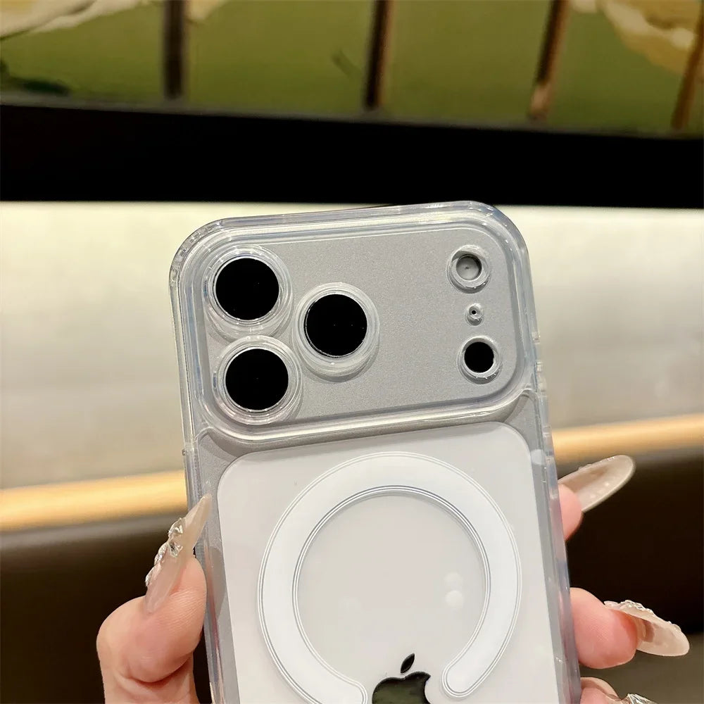 Luxury for Magsafe Magnetic Phone Case for iPhone 17 Pro Max 17 Air 16 Pro 15 14 13 12 11 Transparent Shockproof Protect Cover