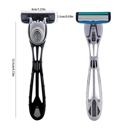 1 Handle + 12 / 17 Blades/ Men Women Manual Safety razor 6-Layer Stainless Steel Hair Removal Shaving Replaceable Shaver Head