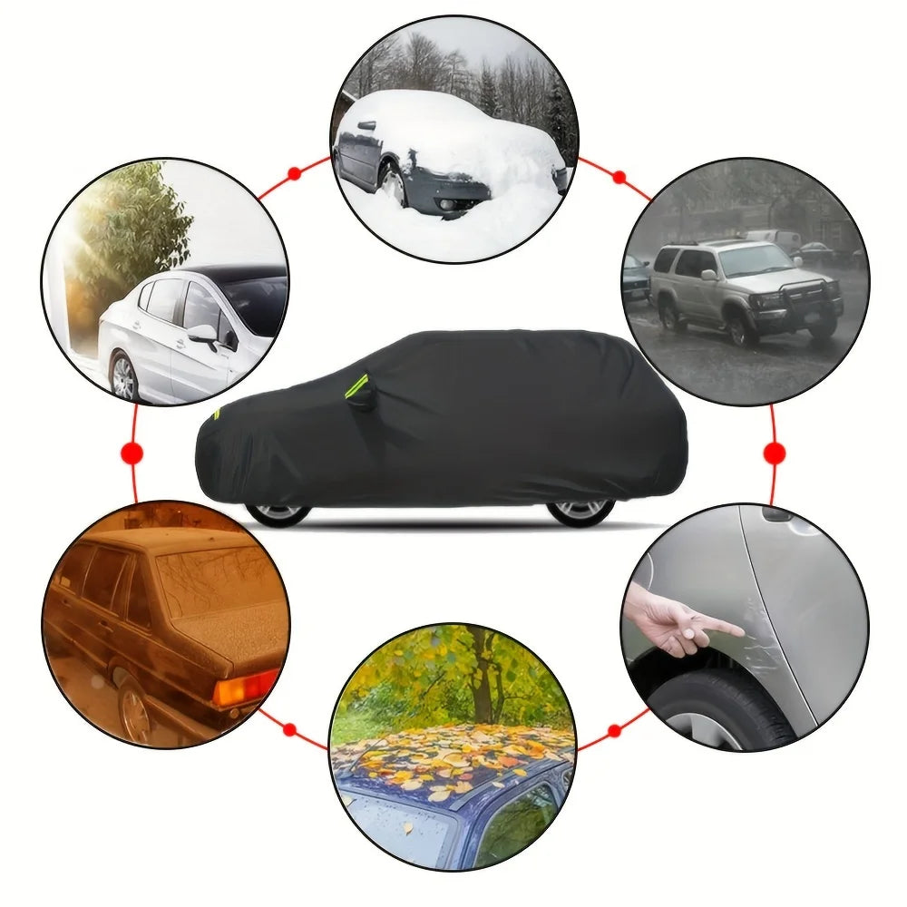 Car Cover Outdoor Protection Exterior Sun Snow UV Covers SUV Sedan Auto Sunshade Dustproof Waterproof Black Silver