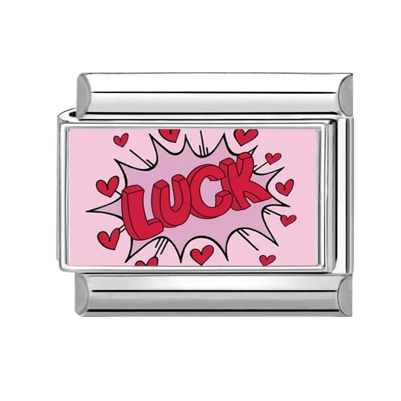 Wholesale Sweet Pink Series Stars Heart Flowers Butterfly Italian Link Fit 9mm Stainless Steel Bracelet Making DIY Charm Jewelry