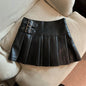 S-3XL Y2K Pu Leather Mini Skirts Women Streetwear High Waist Pleated Skirt Vintage Korean Black Slim Casual A Line Skirts