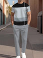 3D Navy Anchor Pattern Men's Set Summer Crew Neck Short Sleeve Shirt With Casual Trousers Two-Piece Set Casual Men's Set