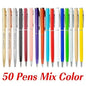 50 Pcs Metal Ballpoint Pen Rose Gold Pen Custom Logo School&office Supplies Stationery Business Gift Lettering Engraved Name
