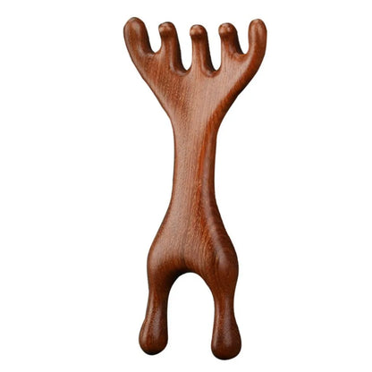 1Pc/2Pcs Double Headed Body Meridian Massage Comb Deer Antlers Sandalwood Wood Therapy Massage Comb Anti-static Tool