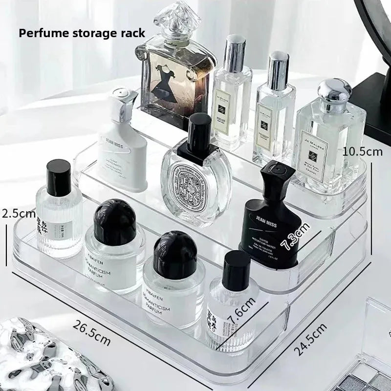 Luxurious Multi-Layer Acrylic Cosmetic Storage Box Display Stand Transparent Desktop Perfume Organizer Jewelry Accessories Holde