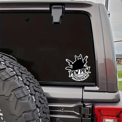 "Pew Pew Madafakas" Cat with Guns Vinyl Sticker Waterproof Decal for Laptop Water Bottle Phone Car Van Tent Wall Decor