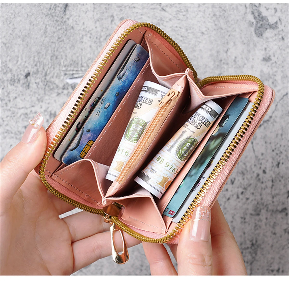 2024 new Japanese and Korean cute cartoon short wallet female mini large-capacity portable student zipper coin purse
