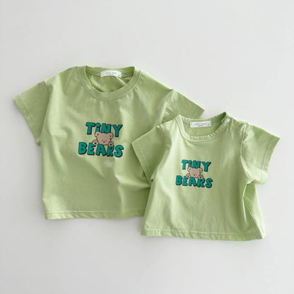 Summer Newborn Infant Baby Girls English Bear Printing Pullover T-Shirt Kids One-Piece Fashion Baby Clothing