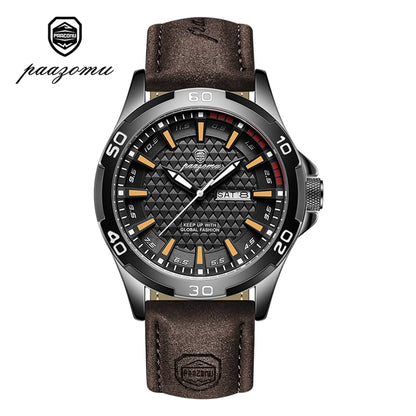 PAAZOMU Man Luxury Brand Watch Waterproof Luminous Date Week Men's Quartz Wristwatch Stainless Steel Fashion Sports Men Watches