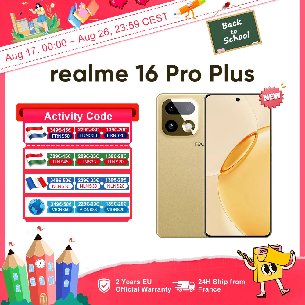 realme 16 Pro Plus 5G Smartphone Global Version Snapdragon 7 Gen 4 200MP Camera 7000mAh Battery 6.8'' AMOLED 144Hz Curved Screen
