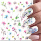 3d Nails Art Decals Spring Fruits Pink Full Tips Peony Magnolia Flowers Adhesive Sliders Stickers Decoration For Nails Manicure