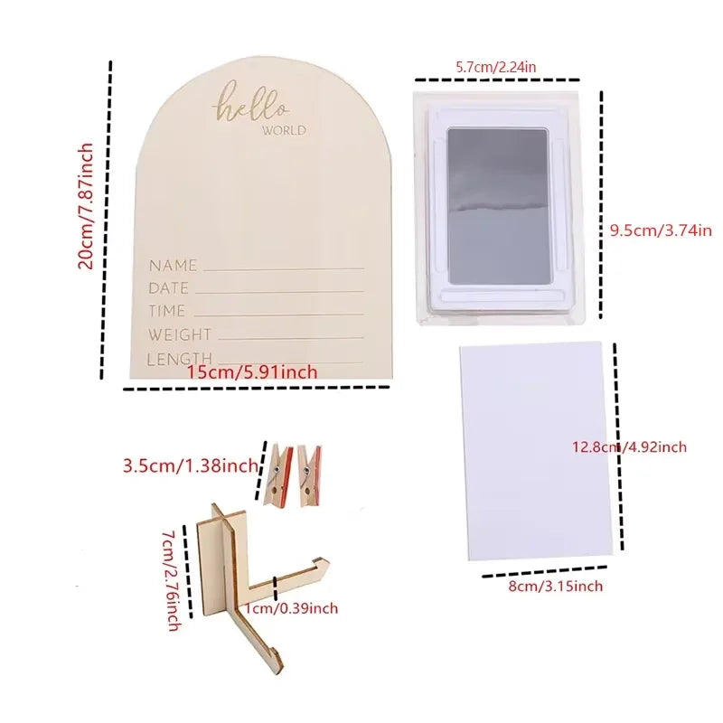 Wooden Fashion Double-sided Ultrasonic Photo Frame Stand Firm Announcing Pregnancy Commemorating or Newborn Birth Ornaments Gift