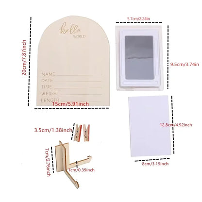 Wooden Fashion Double-sided Ultrasonic Photo Frame Stand Firm Announcing Pregnancy Commemorating or Newborn Birth Ornaments Gift
