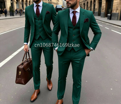 Men's 3 Piece Suit Yellow  Slim Fit Elegant Casual Business Office 3pcs