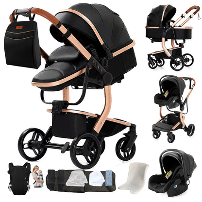 Baby pram Lightweight stroller Baby carriage PU 3in1 stroller Baby stroller 3-in-1 Baby carriage strollers for baby light carts
